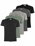 ALPIDEX Herren T-Shirts 5er Set Rundhals 100% Baumwolle Einfarbig Shirts Basic Shirt Kurzarm S M L XL XXL 3XL 4XL 5XL, Größe:XL, Farbe:Storm