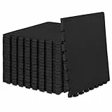 ProsourceFit Unisex-Adult Übungspuzzlematte, 1,9 und 2,5 cm Exercise Puzzle Mat 0.75 & 1-in, Black-1 inch-72 Sq Ft-18 Tiles, 1' Thick 72 Square Feet