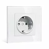 BSEEDLIFE Schuko Steckdose Unterputz EU Standard, 86 * 86mm Wandsteckdose 16A mit Glasrahmen, Einfach Installation, Klappkrallen, Typ F Steckdose mit Erdung，1-Fach Weiß