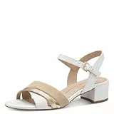 MARCO TOZZI Damen Sandalen mit Absatz mit Lederanteil Elegant, Weiß (White Comb), 39 EU