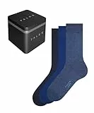 FALKE Herren Socken Happy Box Uni Multipack M So Baumwolle einfarbig 3 Paar, Blau Blue Mix 0020, 43-46