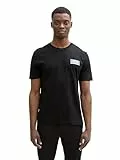 TOM TAILOR Denim Herren 1043491 Basic T-Shirt mit Logo-Print, 10916-Almost Black, L