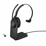 Jabra Evolve2 55 - schnurloses Mono-Headset mit Ladestation Air Comfort - Mikrofone mit Geräuschunterdrückung und ANC, für MS Teams Zertifiziert, mit Anderen Plattformen kompatibel - Schwarz