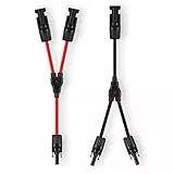 GENORTH 4 mm² Solarkabel Y Verteiler,1Y2 12AWG Solarpanel Y Stecker Solar Paar MMF und FFM,PV Y Kabel für Solaranlage Photovoltaik(Rot + Schwarz)