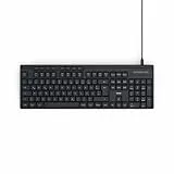 Hama Tastatur kabelgebunden CK-200 (USB Tastatur, ergonomisches Tippgefühl, leise Tasten, Kabel abnehmbar, deutsches QWERTZ-Layout, Multimedia Tasten, Assist Taste für KI Assistenten) schwarz