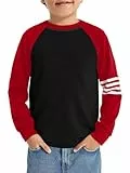 Haloumoning Jungen T-Shirt Langarm Farbblock Oberteile Kinder Lässige Rundhals Tops Herbst Mode Basic Tee Shirts 5-14 Jahre, Schwarz, 13-14 Jahre