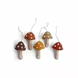 Gry & SIF handgemachte Herbstdeko aus Filz, Herbstdeko zum Aufhängen, Zierschmuck für den Herbst, Fensterdeko, Halloweendeko, Pilze Deko | Fliegenpilze rot 5er Set