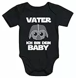 MoonWorks® Kurzarm Baby Body Vater ich bin dein Baby Spruch Nerd lustig Onesie Schwarz 12-18 Monate