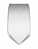 Vincenzo Boretti Herren Krawatte reine Seide gestreift edel Männer-Design zum Hemd mit Anzug für Business Hochzeit 8 cm schmal/breit weiß