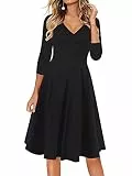 oxiuly OX233 Damen-Freizeitkleid, gekreuzter V-Ausschnitt, Blumen, ausgestellt, Midi-Sommerkleid, Mittel