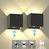 SURPALIG SUPALIG Wandlampe Innen mit Bewegungsmelder 6000mAh Wandleuchte Batteriebetrieben 12W 3000K, USB Wandlampe mit Schalter,Kabellose Einstellbar Abstrahlwinkel Wandbeleuchtung Treppen Flur