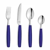 Beckmann & Rommerskirchen VALOA Besteck Set 4 Personen - 16-teilig - Royalblau - Spülmaschinenfest - Hochglanzpoliert - Essbesteck: 4x Messer, Gabel, Esslöffel, Kaffeelöffel