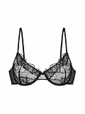 Dorina Origins Bügel-BH ohne Polsterung, Unterstützung unter der Brust, vollständige Spitze mit Spitzenrand, verstellbare Träger, Schleifendetail, Rückenflügel aus Mesh, Schwarz