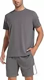 Litherday Trainingsanzug Herren Kurzarm Shirt Kurze Sporthose Herren Sommer Tracksuit Sportanzug mit Jogginghose für Basketball A-Dunkelgrau XXL