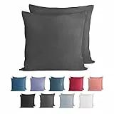 Komfortec 100% Baumwolle Kissenbezüge 2er Set - Superweicher Premium Jersey Kopfkissenbezug 150 g/m² - Kissenhülle - Anthrazit - 40 x 40 cm