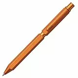 Rhodia 9340C – 3-in-1 ScRipt Multipen – 2 Kugelschreiber 0,5 mm schwarz & rot + 1 Druckbleistift Graphitmine 0,5 mm – Schaft aus gebürstetem Aluminium Orange – nachfüllbar – Radierer unter dem Drucker