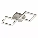 EGLO LED Deckenleuchte Huerta, Wohnzimmerlampe, 2 flammige Deckenlampe, Küchenlampe aus Metall in Silber, Kunststoff in Weiß, LED Schlafzimmerlampe warmweiß, L x B 33 cm