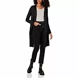 Amazon Essentials Damen Leichter, Länger Geschnittener, Langärmliger Cardigan-Pullover Mit Offener Vorderseite (In Übergröße Erhältlich), Schwarz, XL