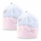 2 Stück Wäschesack, 30 x 40 cm Mesh Wäschebeutel für Waschmaschine Wäschenetz für Waschmaschine Wäschesäcke mit Kordelzug für Babykleidung,Bluse,Unterwäsche,BH,Socken usw