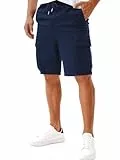 Yageshark Kurze Hosen Herren Baumwolle Cargo Shorts Sommer Chino Freizeithose, 6 Taschen, elastischer Bund mit Kordelzug, atmungsaktive Baumwolle, Regular Fit Knielang, für Alltag, Reisen & Wandern