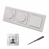 EBROM SET IDEE: Merten MEG5134-0000 (2 x) LED Drehdimmer Dimmer + Dimmerscheiben + Lichttaster Taster MEG3150-0000 polarweiß glänzend System M Smart inkl. EBROM Phasenprüfer zur Gerätemontage
