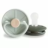 FRIGG Little Viking Silikon Schnuller | 2'er Packung | Silikon Sauger | BPA-Frei | Hergestellt in Dänemark | Symmetrischer Sauger in Kirschform | (Sage/Olive, Größe 1 (0-6 Monate))