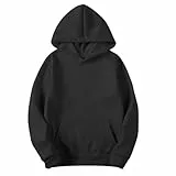Generisch Hoodie Herren Baumwolle Einfarbig mit Kängurutasche Pullover Warm Sweatshirt Langarm Sweatjacke Männer Atmungsaktive Kapuzenpullover Übergangs Pullover Basic Oberteile Laufen Top