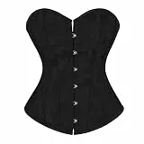 Grebrafan Damen Bustier Corset Klassische Brokat Korsett Corsage Top (EUR(32-34) S, Schwarz)