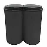 Spetebo Mülleimer 50 Liter (2x25) in schwarz mit praktischem Klappverschluss - Mülltrenner Abfalleimer