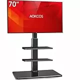 AOKCOS TV Ständer für 32-70 Zoll Flach&Curved Fernseher, TV Bodenständer Höhe 1350mm, Höhenverstellbar Schwenkbar Neigbar Fernsehständer 3 Stufigen Regalen, Max.VESA 400x400mm bis zu 40kg (Schwarz)