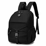 YOODI 40x30x25 Eurowings Handgepäck Flugzeug Rucksack Ultraleicht Nylon Wasserdicht Reiserucksack mit Patches Klett 15,6 Zoll Laptopfach Schulrucksack Travel Backpack für Damen Herren,Schwarz