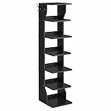 VASAGLE Schuhregal schmal, Standregal mit 7 Ebenen, platzsparend, für Eingangsbereich, Ecke, Schuhablage, schwarz LBS200T16