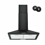 FIREGAS Wandmontage Dunstabzugshaube 60cm abzugshaube umluft 308m³/h mit CC110 Aktivkohlefilter Pyramide Edelstahl matt 3 Leistungsstufen Abluft Umluft Abzugshaube Schwarz