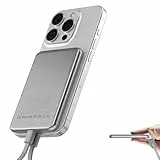 Ultra Slim Power Bank für Magsafe, Magnetische Power Bank, 5000mAh Powerbank 20W PD Wireless Schnellladung, Tragbares Ladegerät Ladekabel USB C, Externe Handyakku für iPhone 16/15/14/13/12 Series
