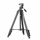 Rollei Compact Traveler Star S1 Stativ, 120cm Kompaktes Kamerastativ aus Aluminium Leichtes Videostativ mit Kugelkopf für DSLR Dreibeinstativ Schwarz, Stativ-Kamera-Tripod-Camera-Reisestativ