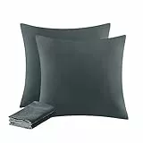 Aisbo Kissenbezug 80x80 2er Set - Kopfkissenbezug 80 x 80 Anthrazit mit Reißverschluss aus Mikrofaser, ÖKO-TEX Pillow Cover 80x80cm, Weich und Bügelfrei