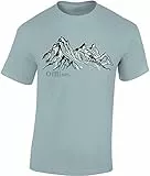 Baddery Wander Tshirt Herren : Offline - Kletter T-Shirt Männer - Geschenk für Wanderfreunde - Bergsteiger Ausrüstung (Ice Blue L)