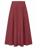 Kate Kasin Damen A Linie Hohe Taille Röcke Casual Lang Maxirock Vintage Einfarbiger Freizeitrock mit Tasche