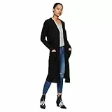 Noisy may Langer Einfarbiger Cardigan Langarm Basic Stretch Strick Jacke mit Vordertaschen NMCITY, Farben:Schwarz,Größe Damen:S