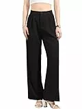 HOTIAN Damen Weites Bein Pants Einfarbig Lose Gerade Geschnitten Palazzo Hose Jogginghose Basic Elegant Hose Freizeithose Yogahose