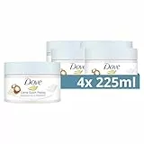 Dove Creme-Dusch-Peeling Macadamia & Reismilch Scrub Körper Peeling für geschmeidige Haut Hautpflege mit Jojobawachs-Perlen 4x 225 ml