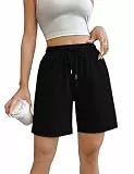 Marvmys Shorts Damen Sommer Bermuda Kurze Sporthose Sportshorts High Waist mit Taschen für Running Gym Fitness