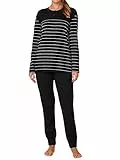 Schiesser Damen Schlafanzug Set lang Baumwolle Modal - Nightwear, schwarz_161069, 36