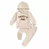 JiAmy Baby Jungen Kleidung Langarm Bekleidungsset Hoodie+Hose Zweiteiler Sweatshirt Set Babykleidung für Neugeborene Kleinkinder 2-3 Jahre Beige