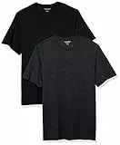 Amazon Essentials Herren T-Shirt Regular-Fit Kurzarm Rundhalsausschnitt 2er Pack Black/Charcoal Heather, XX-Large
