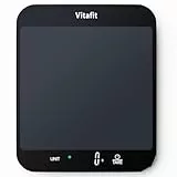 Vitafit 15kg Küchenwaage, Genauigkeit 1g durch Unser Professionelle Waagenfabrik Seit 2001,LFGB-Zulassung Waage Küche Digital zum Kochen und Backen, Große Plattform 215x180mm, 3 AAA-Batterien, Schwarz