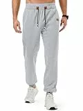 Meilicloth Herren Jogginghose Trainingshose Sporthose Fitness Jogger Sweatpants Herren Casual Freizeithose mit Zipper Taschen Regular Fit Grau 3XL
