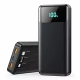 Power Bank 26800mAh, Powerbank USB C mit Kabel 25W PD+QC4.0 Schnelles Laden Externe Handyakkus Schnellladen Tragbares Ladegerät mit LED Display 5 Ausgängen Kompatibel mit iPhone 16/15, Samsung usw