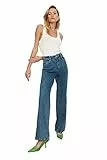 TRENDYOL Damen Taille Detaillierte Hohe 90er Jahre Breite Beinjeans Jeans, Navy Blue, 34 EU
