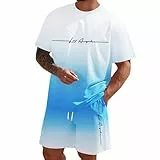 Trainingsanzug Herren Jogginganzug Aufdruck Zweiteiliges Set Freizeit Sportanzug Komfort Lässig 2 Teiliges Kurze Hosen + T Shirt Set Bequeme Freizeitanzug Männer